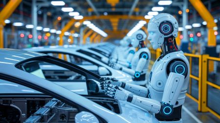 Illustration de l'intégration des robots A2-W dans les usines automobiles chinoises.