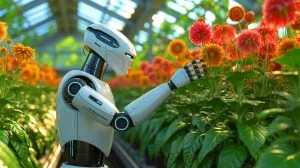Illustration de GEAIR, le robot chinois autonome utilisant l'intelligence artificielle pour la pollinisation hybride.