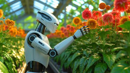 Illustration de GEAIR, le robot chinois autonome utilisant l'intelligence artificielle pour la pollinisation hybride.
