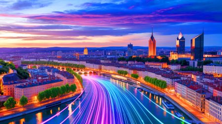 Illustration de la ville de Lyon, championne du débit internet mondial.