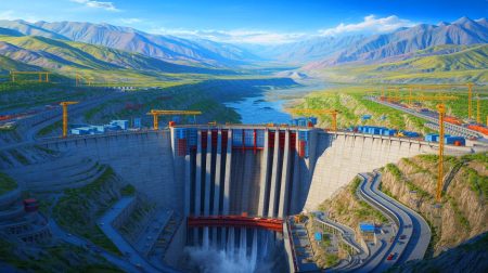 Illustration de la construction du plus grand projet hydroélectrique chinois sur le plateau tibétain.