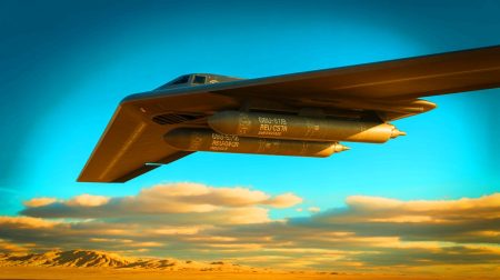 Illustration de l'utilisation de la bombe GBU-57/B par l'US Air Force sur des sites nucléaires iraniens.