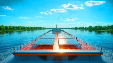 Illustration de la propulsion hybride à énergie solaire du navire Blue Marlin.