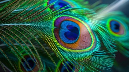 Illustration de la capacité des plumes de paon à amplifier la lumière en faisceaux laser.