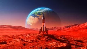 Illustration de la mission visant à lancer une fusée depuis la surface de Mars.