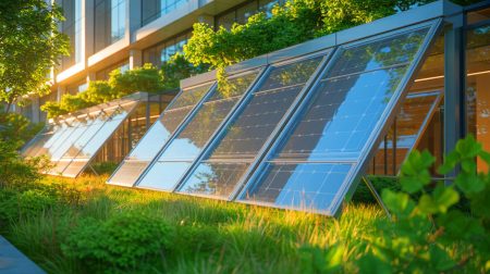 Illustration de l'installation des premières fenêtres solaires transparentes de Next Energy Technologies.