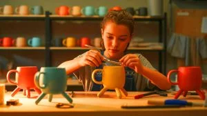 Illustration de la tasse Kangourou créée par Lily Born pour aider les personnes atteintes de Parkinson.
