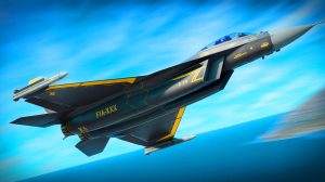 Illustration de l'avion de chasse F/A-XX de la US Navy, symbole d'innovation technologique en aviation militaire.