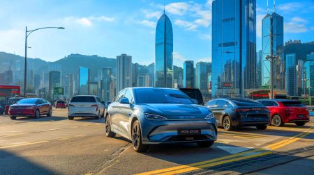 Illustration de la domination de BYD sur le marché des véhicules électriques à Hong Kong.
