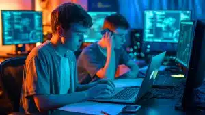 Illustration de deux adolescents britanniques accusés de cyberattaques majeures.