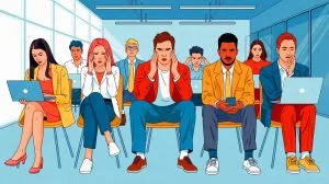 Illustration de la génération Z confrontée au stress élevé dans le monde du travail.