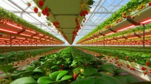 Illustration de la technologie innovante de rotation des plants de fraises développée par Dyson.