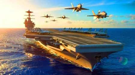 Illustration de la construction du plus grand porte-avion européen par la France.