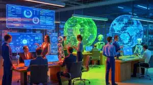 Illustration de l'intégration croissante de l'intelligence artificielle dans les opérations des départements informatiques.