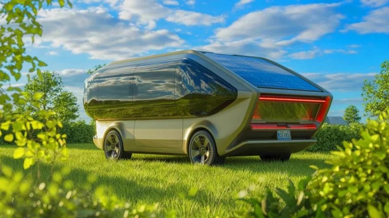 Illustration de camping-cars futuristes et connectés présentés au CES 2025.