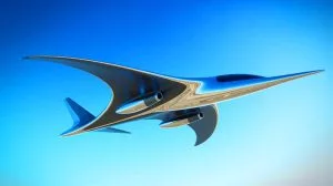 Illustration de l'avion Z4 au design inspiré de la raie manta, fonctionnant à l'hydrogène liquide.