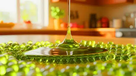 « J’ai perdu 17% de mon poids en mangeant » : ces microbilles chinoises révolutionnaires qui aspirent la graisse font trembler l’industrie Illustration de microbilles comestibles absorbant les graisses pour faciliter la perte de poids.