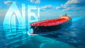 Illustration de l'innovation japonaise avec un pétrolier géant utilisant du méthanol pour réduire les émissions de CO₂.
