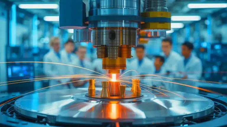 La Suisse invente une imprimante 3D rotative qui fusionne simultanément deux métaux et révolutionne la fabrication de composants spatiaux Illustration de l'imprimante 3D développée par des étudiants suisses capable de fusionner deux métaux simultanément.