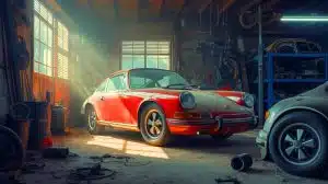 Illustration de la Porsche 911 de Penelope Horlick, restée 11 ans chez le garagiste.