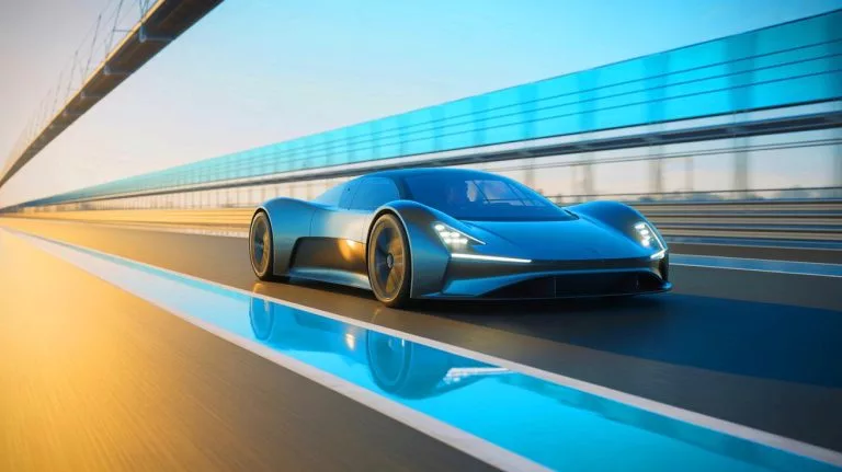 Illustration de la supercar électrique YANGWANG U9 de BYD atteignant une vitesse record de 472,41 km/h.