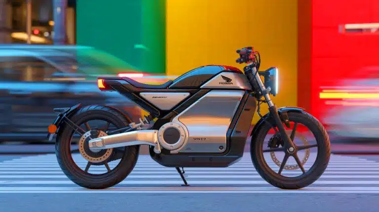 Illustration de la Honda WN7, la première moto électrique de Honda, dévoilée sur la scène internationale.