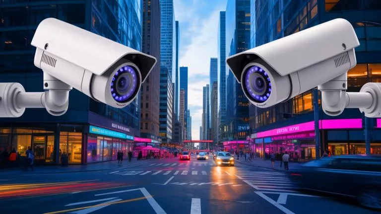 Illustration de l'expansion de la surveillance par intelligence artificielle pour renforcer la sécurité publique.