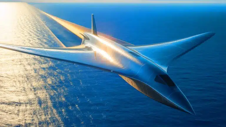 Illustration de l'avion hypersonique Invictus conçu pour relier Londres à New York en une heure.
