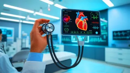 « Diagnostic en 15 secondes, les médecins n’y croient pas » : ce stéthoscope intelligent qui détecte l’invisible révolutionne la cardiologie mondiale Illustration de l'utilisation d'un stéthoscope intelligent intégrant l'intelligence artificielle pour le diagnostic des maladies cardiaques.