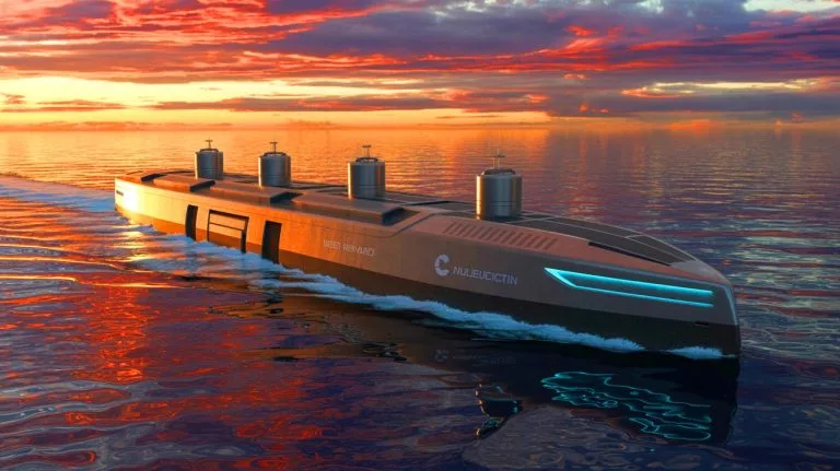 Illustration de navires nucléaires autonomes développés pour révolutionner le transport maritime et l'approvisionnement énergétique.