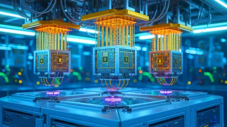 Illustration de l'ordinateur quantique complet développé par Quantum Motion utilisant des puces en silicium.