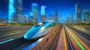 Illustration de la technologie des trains à sustentation magnétique en Asie.