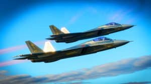Illustration de deux chasseurs furtifs chinois J-20 en formation lors du salon aéronautique de Zhuhai en 2018.