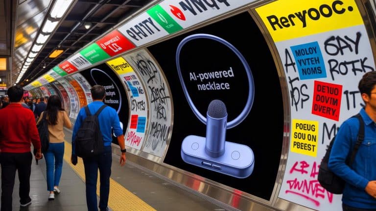 « Ils ont tagué les pubs dans le métro » : ce collier à intelligence artificielle déclenche la colère des New-Yorkais (et relance la peur de la surveillance)