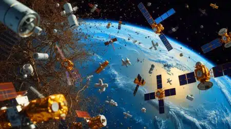 « On est en train d’encombrer le ciel » : les satellites d’Elon Musk menacent l’atmosphère, la sécurité et l’équilibre de l’espace Illustration de la prolifération des débris spatiaux due aux satellites d'Elon Musk.