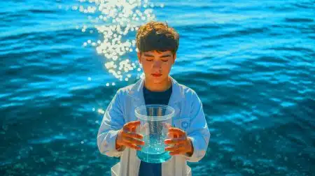 « Il a trouvé la faille » : cet adolescent de 16 ans décompose le plastique des océans grâce au soleil (et personne n’y croyait) Illustration de la méthode innovante de décomposition du plastique dans les océans par un adolescent de 16 ans.