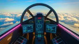 Illustration de l'intelligence artificielle pilotant un avion de chasse de manière autonome.