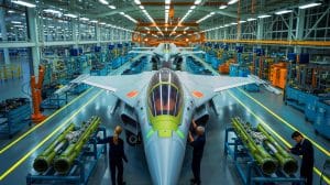 Illustration de la nouvelle usine de Dassault Aviation à Cergy-Pontoise dédiée à la production des Rafale.