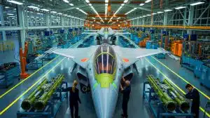 Illustration de la nouvelle usine de Dassault Aviation à Cergy-Pontoise dédiée à la production des Rafale.