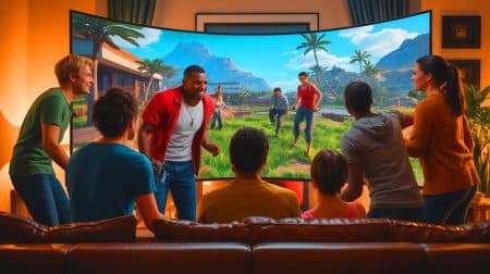 Illustration de l'impact positif des jeux vidéo sur le bien-être et la socialisation des joueurs.