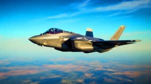 Illustration de l'avion de chasse F-35 au cœur des tensions géopolitiques en Europe.
