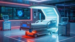 Illustration de la fascination pour les MedBeds et l'impact des théories du complot sur les réseaux sociaux.